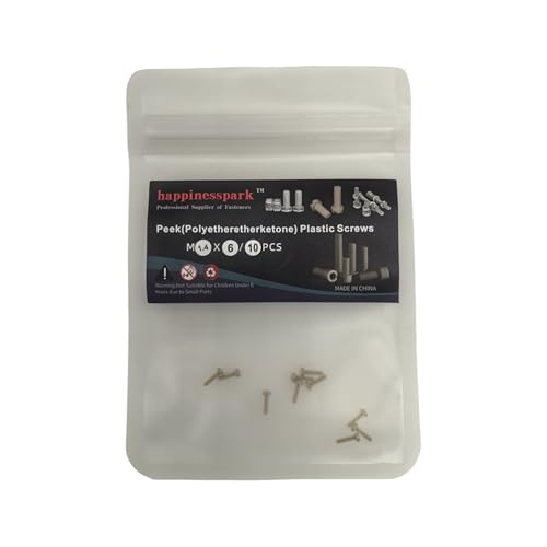 Happinesspark PEEK(polyetheretherketone) M1.4X6 Metric Phillips Pan Head Screws 10PCS - High Temperature & Chemical Resistant Plastic Fasteners for Electronics, Medical, Industrial Equipment