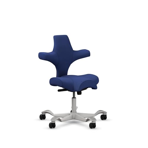 Image of HAG Capisco Standard Chair-Silver Frame-Upholstered Cobalt Blue