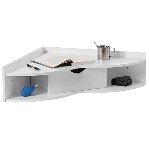 Image of Basicwise Wall Mounted Folding Table with Drawer - Floating Space-Saving