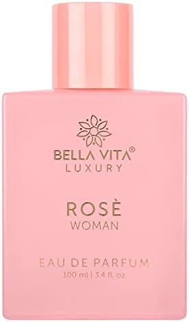 Bellavita Luxury ROSE Eau de Parfum | 100 ml (3.4 fl.oz.) | Perfume for Women | Fresh, Floral Peach, Jasmine, and Ambery Musk Notes | Long Lasting Fragrance