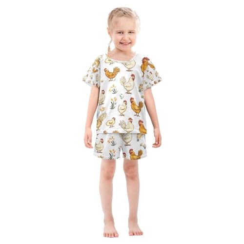 senya Rooster Hen Chicken P Summer Pajamas Set Short Cotton Sleepwear 2 Piece3