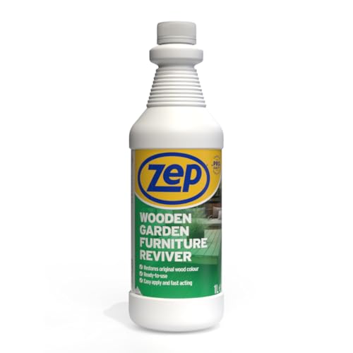 Zep Wooden Garden Furniture Reviver 1L – Outdoor Wood Cleaner & Restorer, Covers 5–8 m²/L, Prepares Surface for Wood Polish