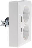 Mehrfachsteckdose für die Unterputzmontage. 250V~ Stromverteiler für den Innenbereich. Maße: 105 x 80 x 28mm, Unterputz Einbau 25mm