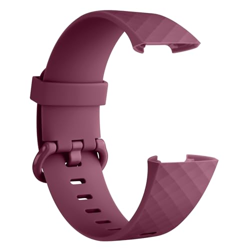 Image of Tobfit Watch Strap Compatible with Fitbit Charge 4 / Fitbit Charge 3 (Watch Not Included), Removable Soft Belts for Charge 3 /4 Wristband, Smartwatch Band for Men & Women (S,Burgundy Red)