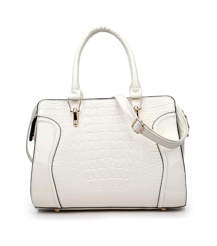 Women's Crocodile Pattern Handbag and Purse PU Leather Classic Satchel Crossbody Outdoor Work Top Handle Shoulder Bag，bag1852OWOISS