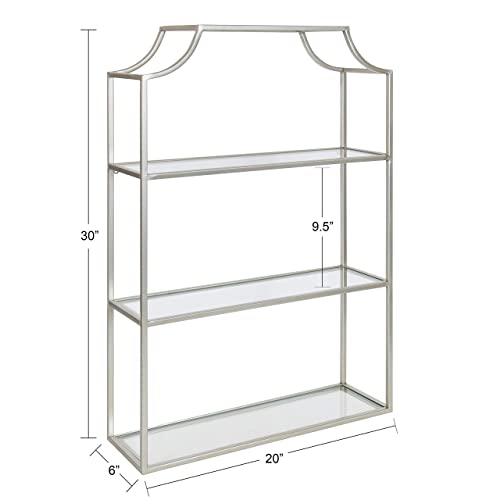 Kate And Laurel Ciel Glam 3-Tier Scalloped Wall Shelf, 20 X 30, Silver, Modern Shelving With Glass Tiers #TOP2