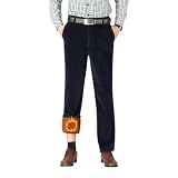 Oanviso Hombre Pantalón De Pana con Forro Polar Chino Pantalone de Traje Elasticos Pantalóns de Trabajo Termico Pantalones Moda Straight Invierno A Azul Real 3XL