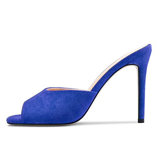 Image of TNYNFBEB Women Stiletto High Heel Peep Open Toe Sandals Slingback Slip-on Wedding Office Cute Basic Classic 3.9 Inches Heels