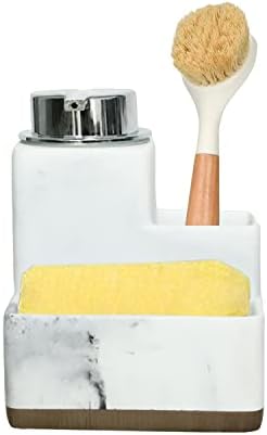 3-in-1 Sponge Holder for Kitchen Sink，Sponge Dish Brush Soap Dispenser Holder, Kitchen Organizer Soap Brush Dispenser,for Kitchen Countertop Storage Organize – Practical Kitchen Gadgets，Silver
