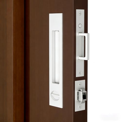 Dontay Pocket Door Hardware with Lock Privacy,Recess Edge Pull,White