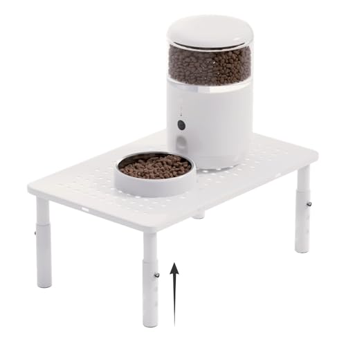 WSOWX Adjustable Automatic Cat Feeder Stand - Non-Slip Elevated Holder for Cats/Puppies Fits Most Automatic Feeders & Water Dispensers White(Holder ONLY)