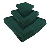BambooMN Silky Softy Bamboo Rayon Bathroom Towel and Washcloth Sets, Includes Bath Towel, Hand Towel, Wash Cloth - Extra Strength Blend - Pine Green - 2 Sets