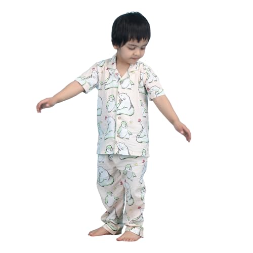 Image of POLKA TOTS 100% Pure Cotton Half Sleeve Night Suit for Kids, Girls & Boys | Cotton Pyjama Set | Unisex Night Dress for Children | Night Suit for Girls |Sleepwear for Kids | Winter Night Dress for Boys