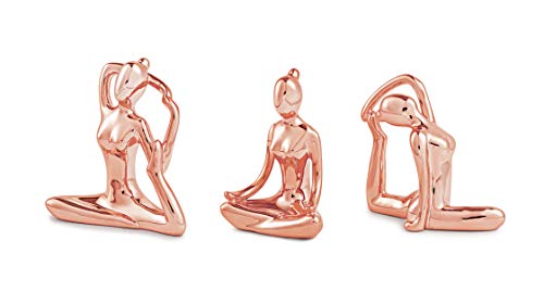 Kit Escultura Yoga Rose Gold Em Porcelana - 3 Pcs Mart Rose Gold