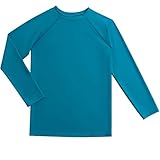[Bhgytec] Bestry - Camisa de natación de manga larga para niños, protección solar UPF 50+, Azul eléctrico, 12