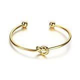 Jewanfix 14k Gold Plated Knot Bracelet for Women,Wedding Bridesmaid Gift Bangle,Fade Hypoallergenic Band Gift Box,Jewelry Ladies Gifts