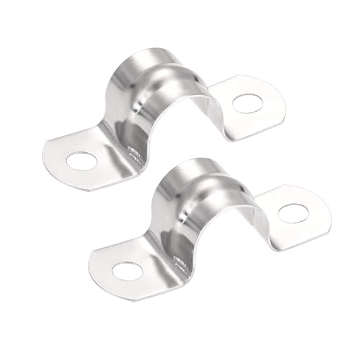 TOP-VIGOR 25Pcs 15mm(0.6") Rigid Pipe Strap, 2 Holes U Bracket Pipe Clips
