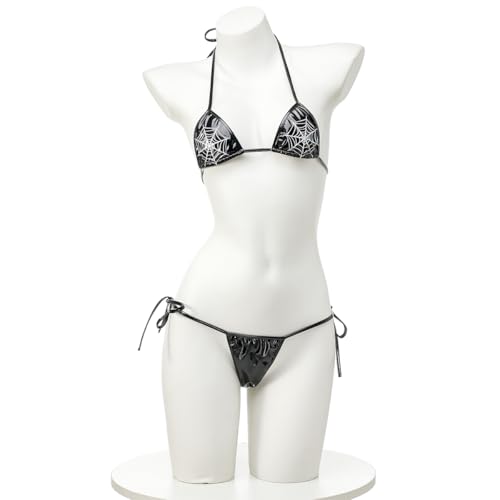SNOMYRS Tiny Bikini Sexy Gothic Leder Cosplay Dessous Micro Bikini Extreme Microbikini Badeanzug Kawaii Bikinis String