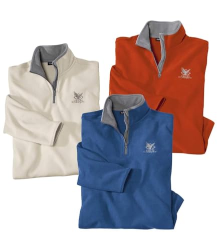 ATLAS FOR MEN - 3er-Set Microfleece-Pullover Mountain - XXL