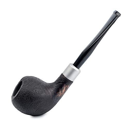 Dr. Watson - Pipa de tabaco de madera tallada a mano de raíz de cerdo, forma de manzana clásica, viene con bolsa, en caja (negro) Cover