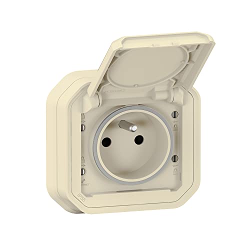 LEGRAND | Prise De Courant Standard Plexo, Beige Encastré, Étanche IP55 Contre Poussières Et Projections D'Eau, Résistance Aux Chocs IK08, Produit Complet...