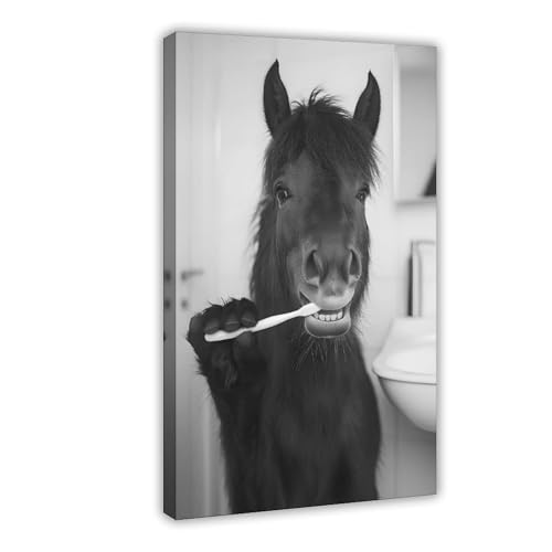 Impression sur toile salon chambre tableau cheval brossé moderne 40x60cm
