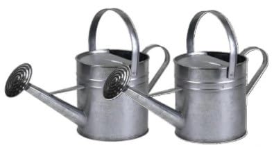 Unibos | 2X 5L Vintage Victorian Galvanised Steel Garden Plant Watering Can With Rose, Garden Watering Can Wash Watering Cans (2X 5L Watering Can)