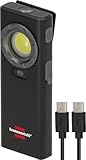 Brennenstuhl Akku LED Handlampe HL 1200 AS (1200lm, Taschenlampe mit 4 Schaltstufen, automatische Abschaltung bei Objektnähe, IP56, Aluminiumgehäuse, max. 12h Leuchtdauer, Magnet, Clip, USB C Kabel)
