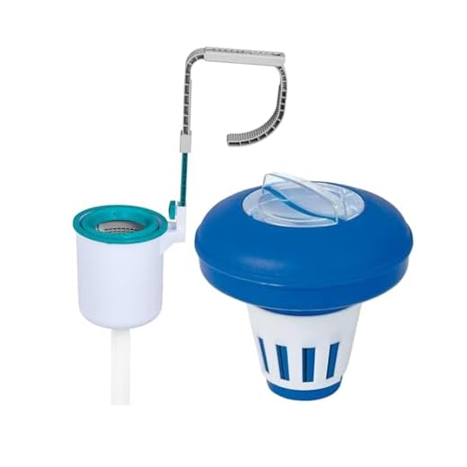 Bestway Poolpflege-Set | Einhängeskimmer für Filteranlagen ab 2.006 l/h & Dosierschwimmer Ø 16,5 cm | zur Oberflächenreinigung & Chemikaliendosierung | ideal für den Pool geeignet