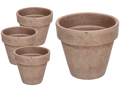 KOTARBAU® Set of 4 Terracotta Mocha Flower Pots Diameter 11 cm Planter with Rim for Indoor Use and Gardens