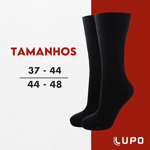 LUPO Kit 6 Pares Meia Social Cano Longo Casual Punho Ultra Soft Algodão Confortável Masculino, 6 Pre