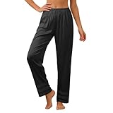 2026 Pantalones de raso ligeros para mujer como ropa informal cómoda con cintura elástica, sensación suave en cada temporada, Negro , XXL