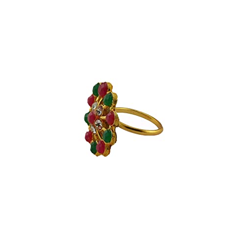 Regular Fit Solid Stone Stud- Platted Brass Ring