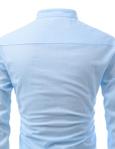 Image of Vida Loca Full Sleeve Mandarin Collor Cotton Casual Slim Fit Shirt for Men's