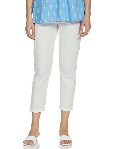 Image of W for Woman Cotton Blend Strechable Slim Pants for Women | Cotton Blend Slim Pants for Women | Trousers for Women