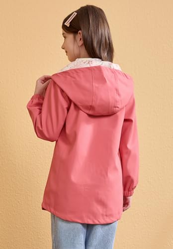 Image of SOLOCOTE Kids Rain Jacket Hooded Lined Rubber RainCoats for Girls Boys Waterproof Windproof Size 5-14Y