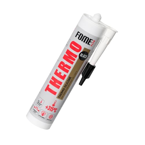 FOME FLEX THERMO 315°C Hochtemperatur Silikon Dichtmasse, 300 ml – Schwarz – Flexibles, Chemikalien-, UV- und Hitzebeständiges Silikon – Für Motor, Öfen, Lüftungssysteme, Heizungen