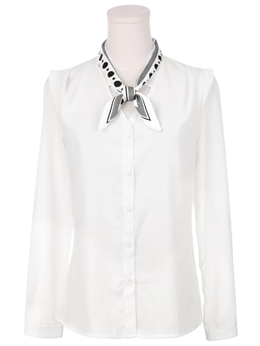 Women 50s Polka Dots Neck Scarves, Skinny Long Satin Silky Ribbon Headband Hair Band Neckerchief Neck Scarf2