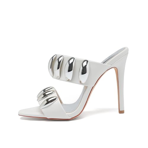 Image of Women's Pearl Open-Toe Sparkly 4.3IN Stiletto Heels Sandals Nightclub Party Wedding Shoes