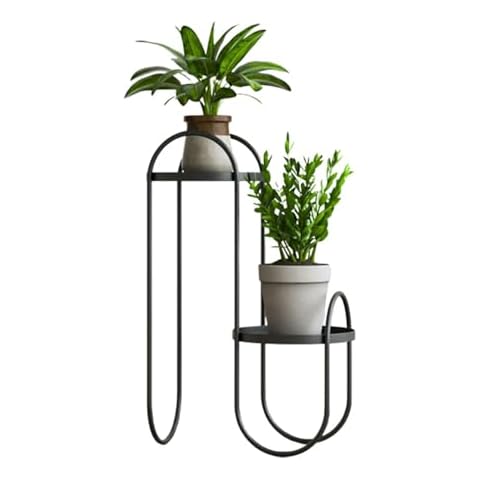 IOEDHW Nordic Simple Flower Stand Creative Double Layer Plant Rack Metal Flower Pot Stand Versatile Practical Plant Display Rack Multifunctional Waterproof Plant Shelf For Window Living Room Courtyard Cover