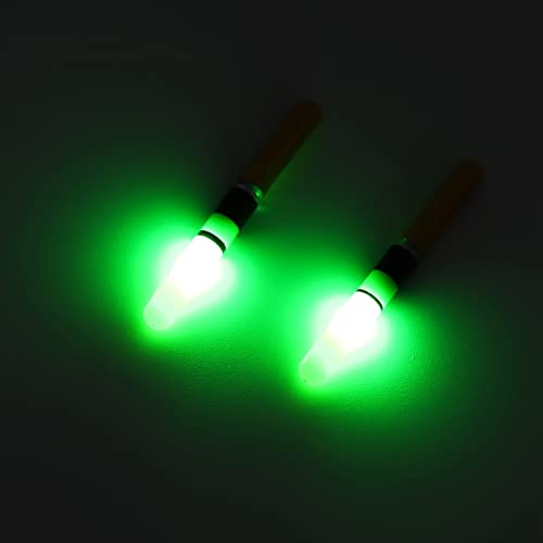 equlup Fishing Floats Light, 2pcs LED Glow Sticks Lighted Bobber Lures Lamp Underwater Attractive LED Bait Flashers Accessories for Night Fishing (Gold)