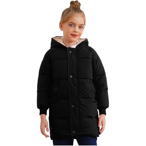 Toddler Boys Girls Hooded Puffer Jackets Lightweight Winter Coats Thick Padded Outerwear Black 7-8 Years