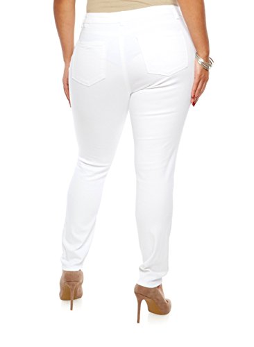 Jack David Womens Plus Size Ripped Skinny White Denim Jeans Distressed Stretch Pants (14, White) #TOP1