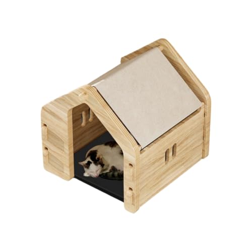 NYHGOXM 木製 犬小屋 屋外 室内 兼用 中型犬 小型犬 耐候性 防水屋根 換気窓付き ペットハウス ティーカッププードル コーギー トイプードル (厚い天井,四面木製ボード)