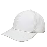 Emstate Genuine Cowhide Leather Unisex Adjustable Baseball Cap Made in USA (White)