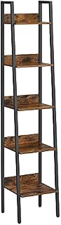 VASAGLE Ladder Shelf, 5-Tier Home Office Bookshelf, Freestanding Storage Shelves, for Living Room Bedroom Kitchen, Steel Frame, Easy to Assemble, Industrial, Rustic Brown and Black LLS109B01