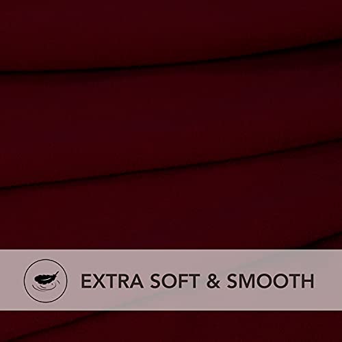 Image of PureFit Stretch Rectangle Ottoman Cover Footstool Cover, Wine | Fleece Soft Form Fit Ottoman Slipcovers Rectangle Slipcover for Folding Storage with Nonslip Elastic Bottom
