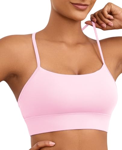 Image of Womens Y-Back Sports Bra, Weightless Padded Yoga Bra, Spaghetti Strap Low Impact Gym Top for Workout & Daily Wear