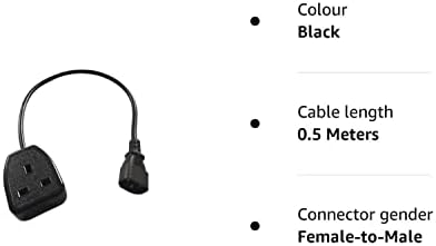 Mytlp Power Cable IEC C14 Cable Plug to 1 Gang Mains Power Lead (IEC C14 plug)