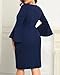 Pinup Fashion Plus Size Cocktail Party Dress Navy Blue Wedding Guest Formal Bell Sleeve Vintage Wear to Work Dress 14W